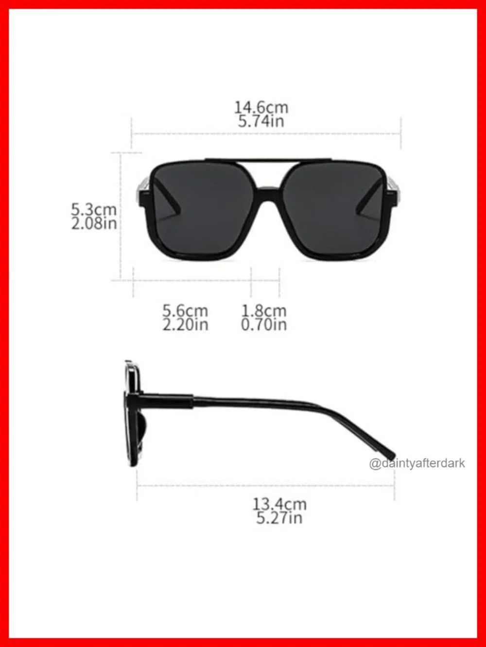 Vintage Big Square Half Frame Sunglasses UV400 Sun Shades Double Bridge Pilot